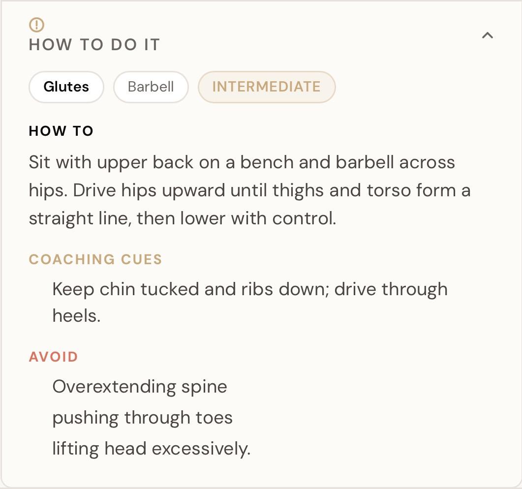 Coaching portal — exercise coaching cues